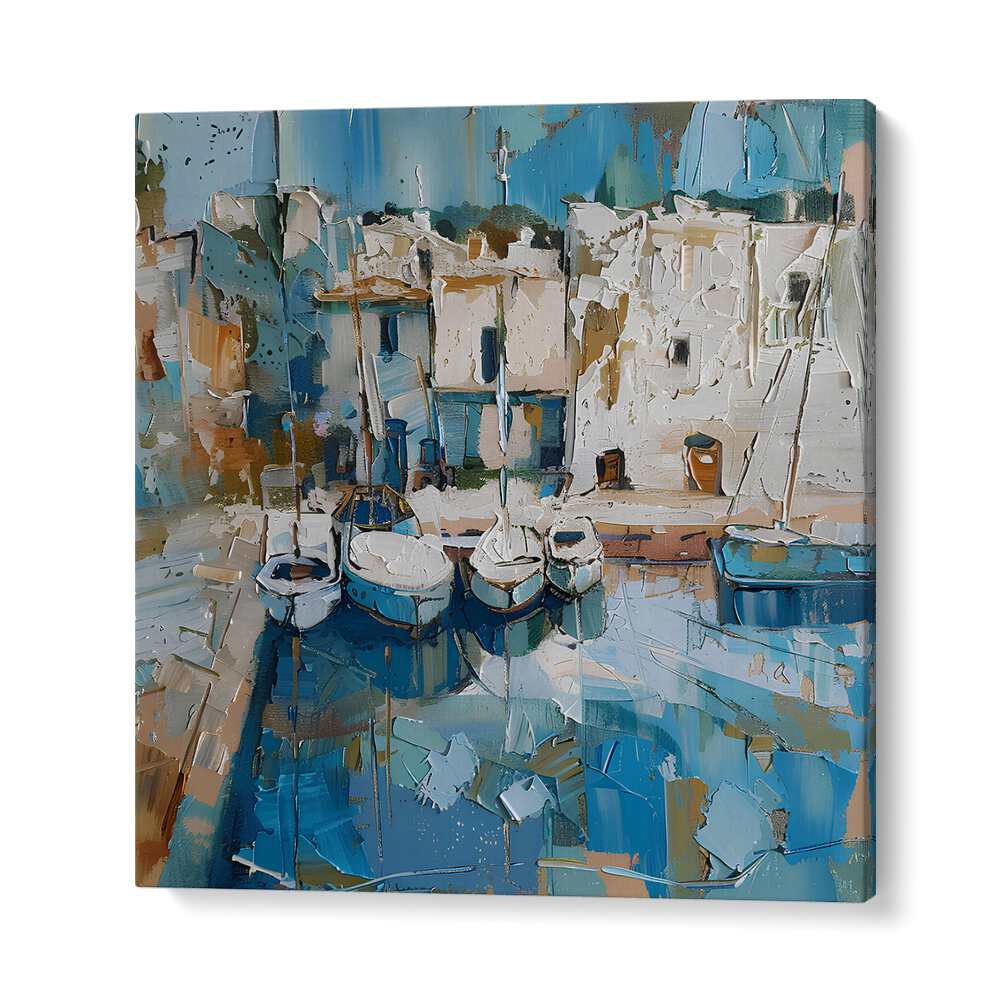 Discover tranquility with BOATS IN THE HARBOR MALLORCATHERAPY, a stunning piece of coastal decor for your home.