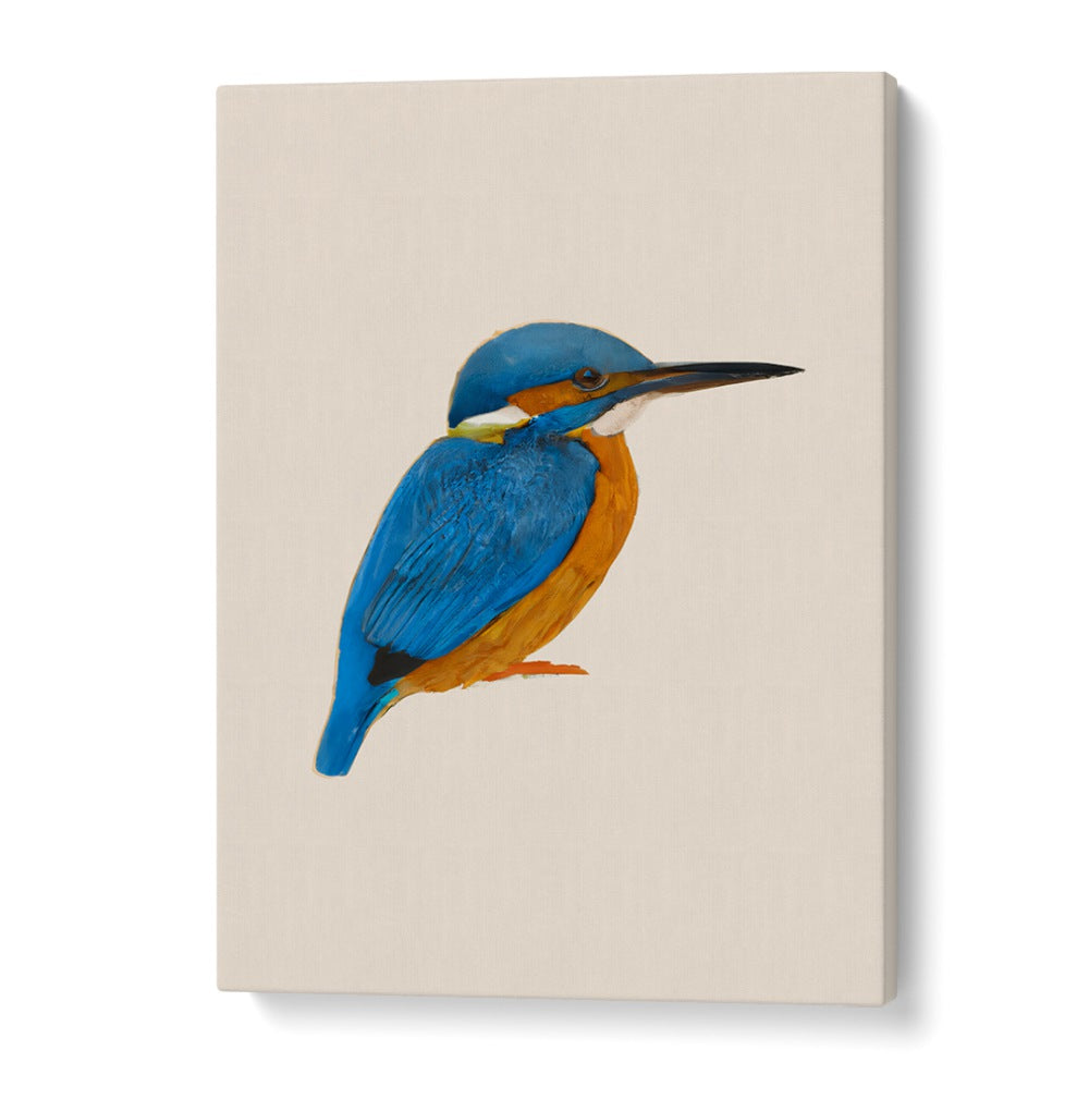 RAINFOREST REBEL , ANIMAL PAINTINGS showcasing a vibrant blue and orange kingfisher on neutral canvas by GalleryWrap