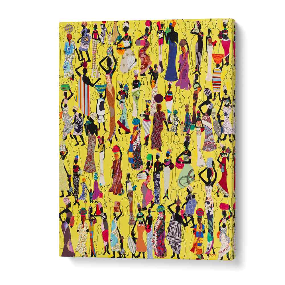 Vibrant AFRICA, FASHION POSTERS showcase stylish figures against a bold yellow background, perfect for decor.