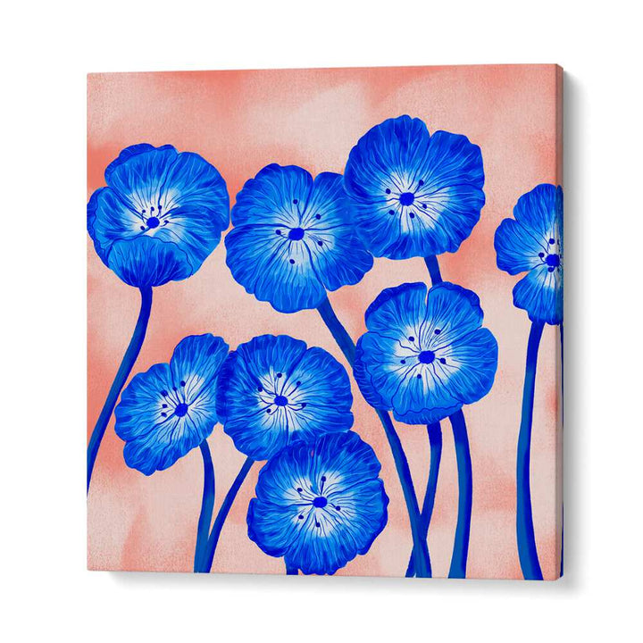 INDIGO BLOOMS , FLORAL FLOWER PAINTINGS