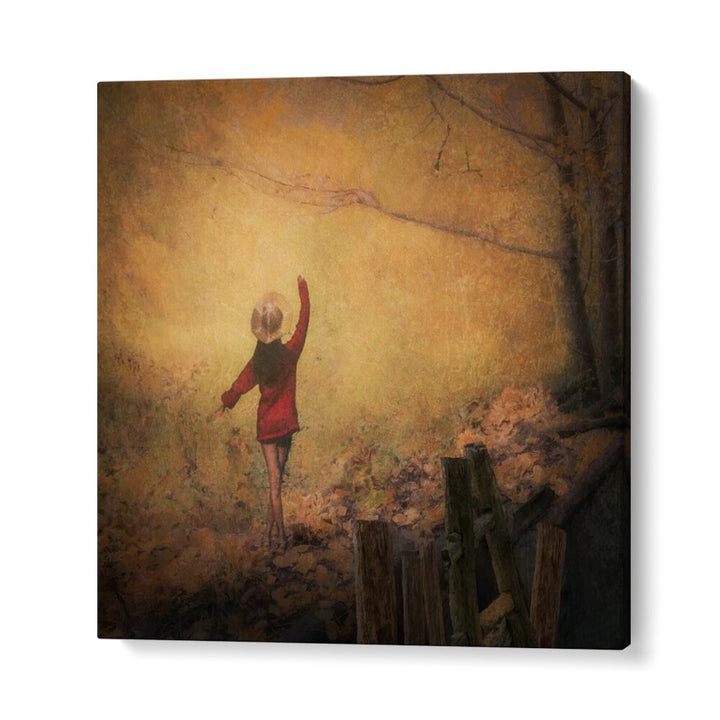 surreal painting - FAIRY TALE GOLDEN AUTUMN WALL ART by Asianmonk