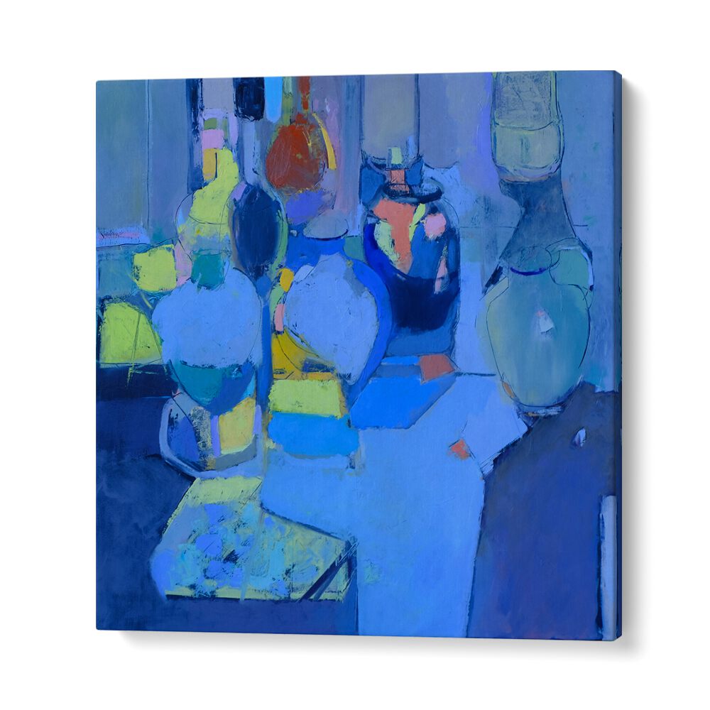 Elegant BLUE GLASS, ABSTRACT PAINTINGS enhance your decor with vibrant hues and artistic flair for any space.