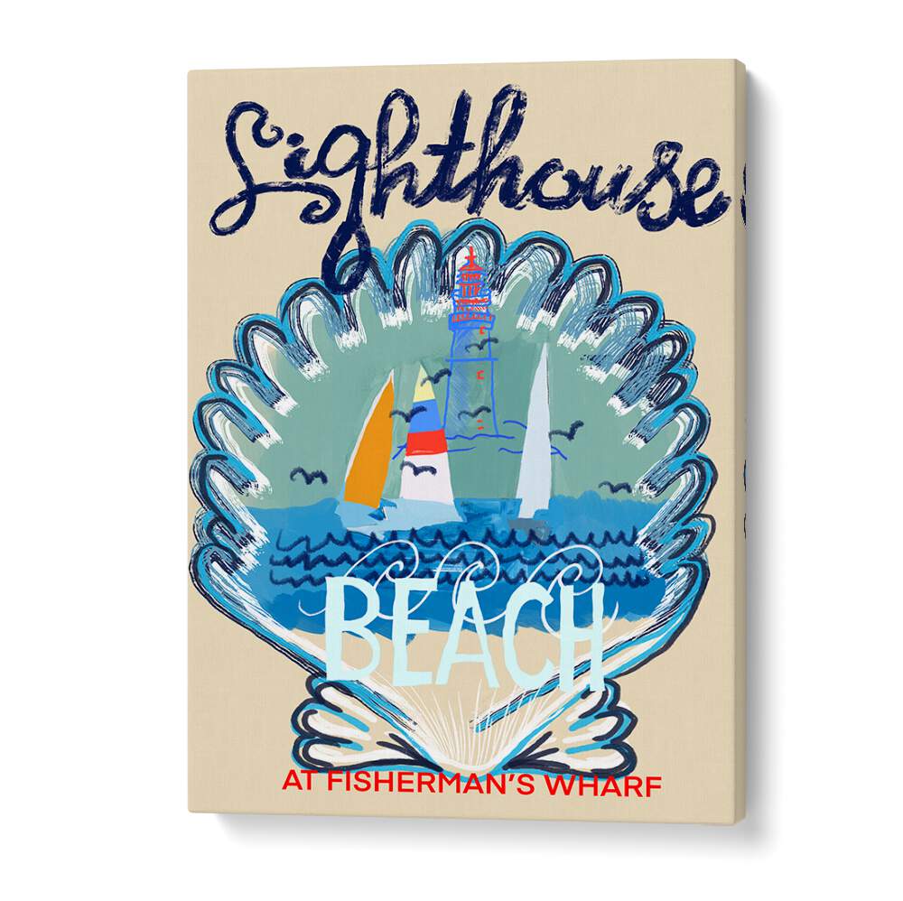 Colorful LIGHTHOUSE I, BEACH PAINTINGS showcasing a coastal scene, perfect for transforming your living space into a retreat.