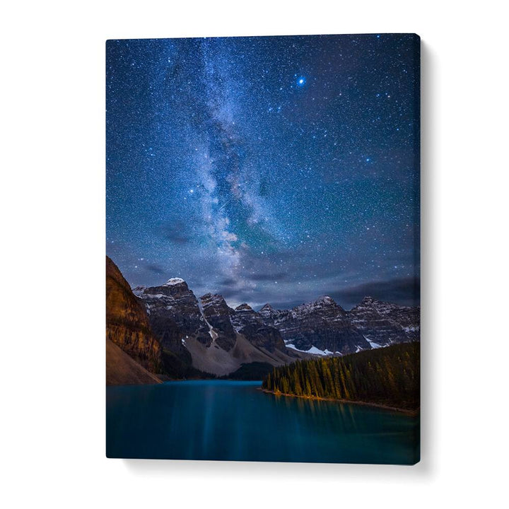 MORAINE LAKE UNDER THE NIGHT SKY , LANDSCAPE PHOTO PRINTS