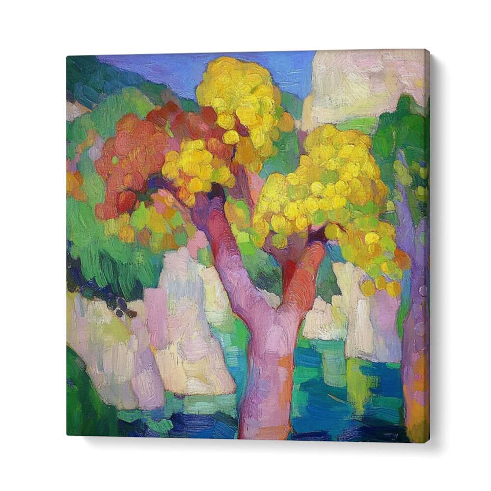 Vibrant depiction of COLOURFUL TREES OF MALLORCA, perfect for enhancing any art collection or home decor.