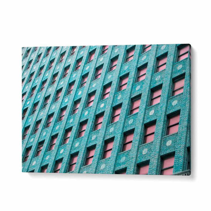 ABSTRACT painting - BRICK BUILDING WITH PINK WINDOWS by Asianmonk