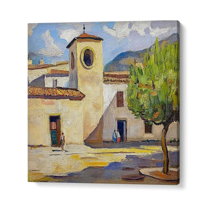 Stunning artwork showcasing the charm of a TOWN IN SPAIN with vibrant landscapes and historic architecture.