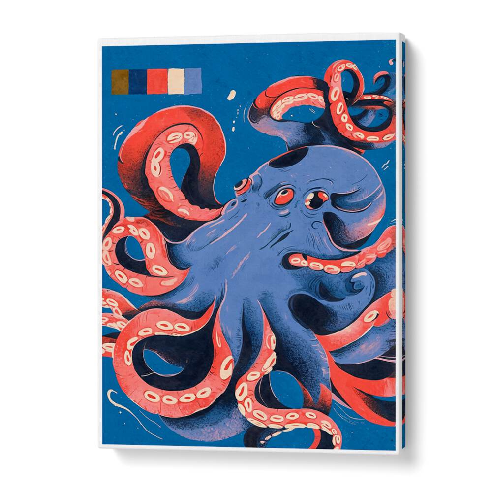 Colorful octopus artwork showcasing enchanting beach vibes, perfect for enhancing your home with OCTOPUS, BEACH PAINTINGS.
