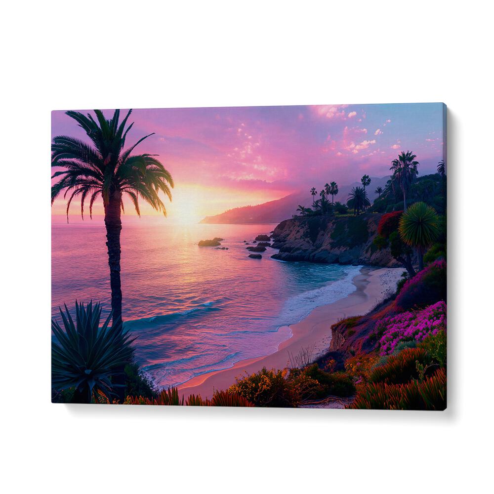Stunning PURPLE SUNSET IN LAGUNA BEACH, BEACH PAINTINGS by Philippe Hugonnard featuring vibrant coastal hues.