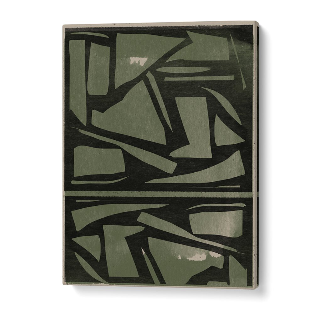 Elegant GREEN AND BLACK PAPER CUT, ABSTRACT PAINTINGS for a modern touch in your living space. Perfect wall art choice!