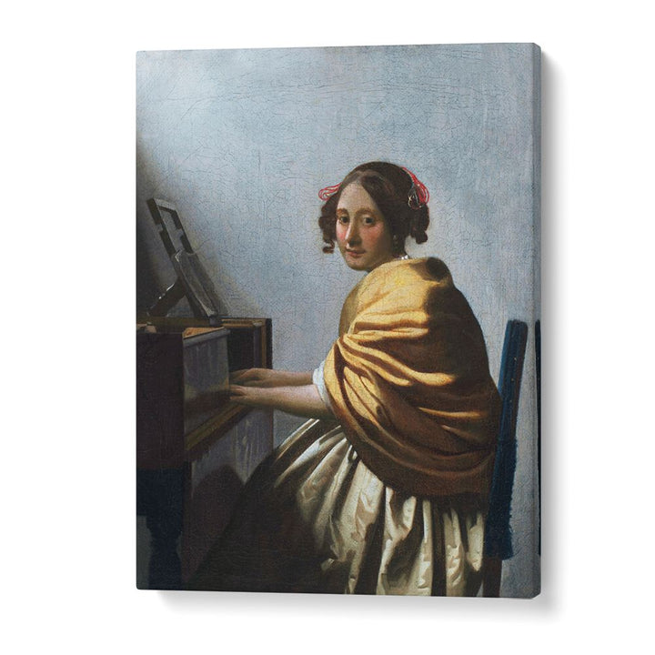 A YOUNG WOMAN SEATED AT THE VIRGINALS (CA. 1670–1672)   BY JOHANNES VERMEER, VINTAGE PAINTINGS