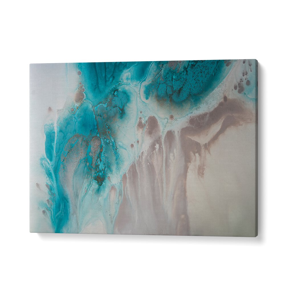 Elegant blue and beige hues in WITH THE FLOW, ABSTRACT PAINTINGS add a creative touch to any living space.