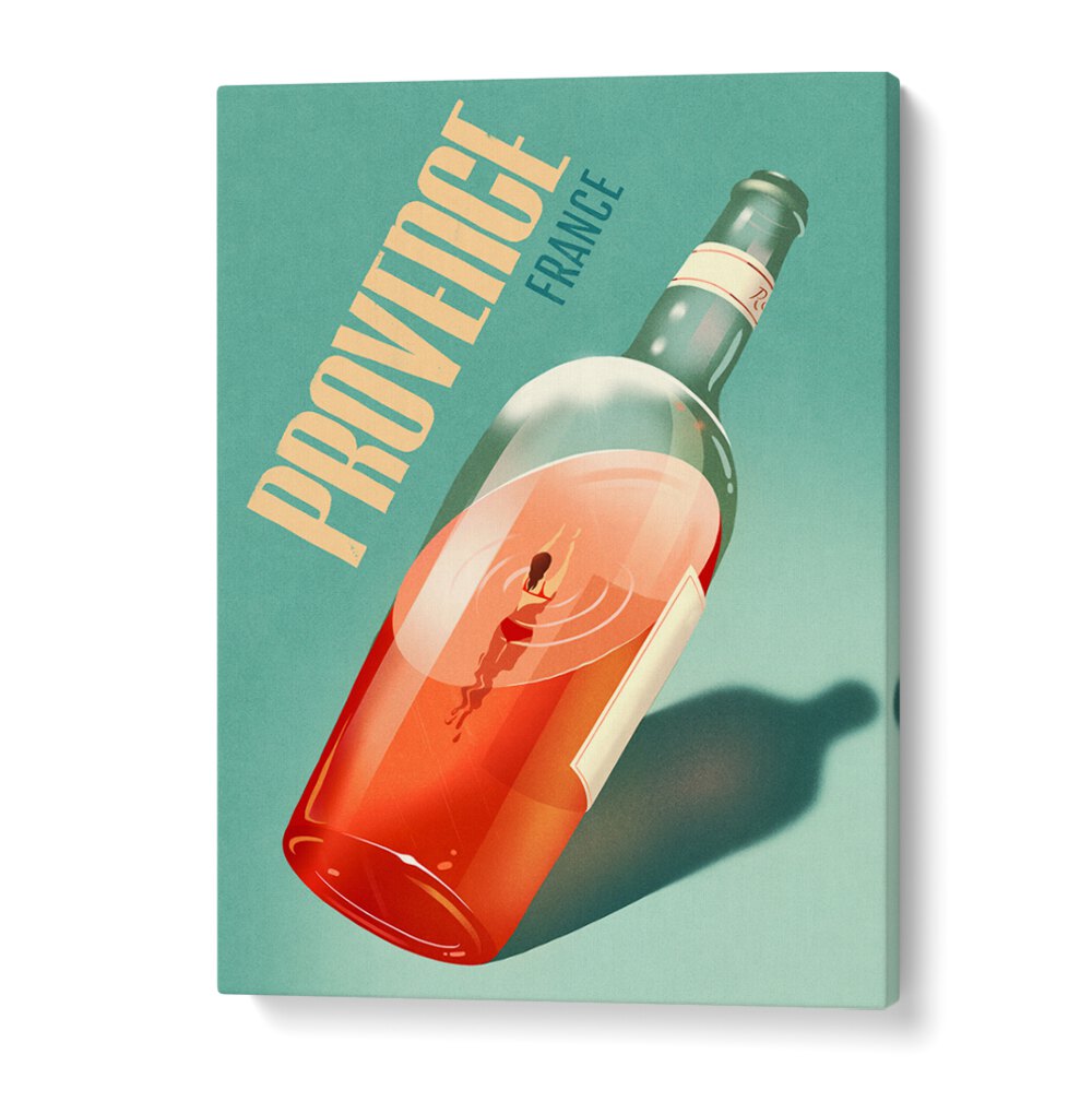 Elegant PROVENCE, BAR & CAFE ART showcasing a wine bottle, perfect for adding style to any space.