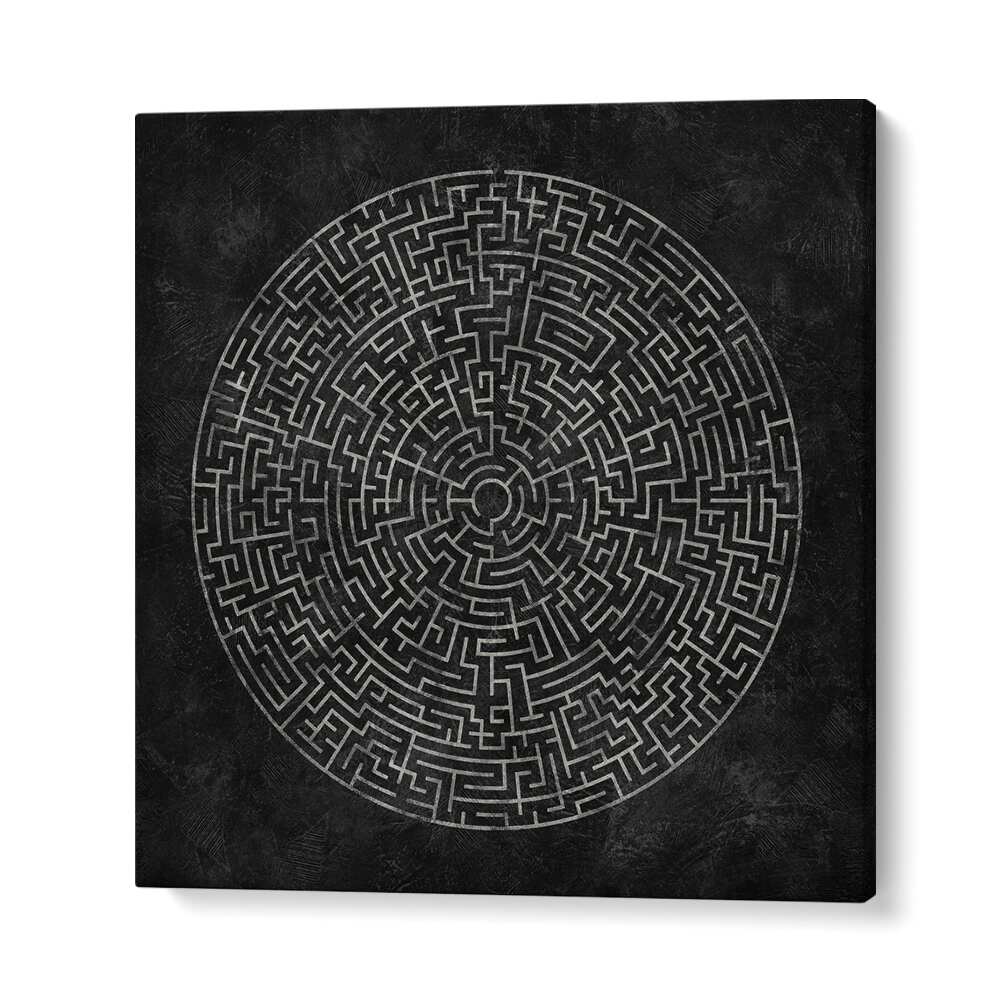 SAND DUNE SYMPHONY II, GEOMETRIC ART PRINTS showcase intricate black and white maze designs for modern decor.