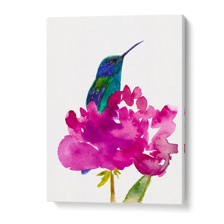 HUMMINGBIRD IN A PEONY , ANIMAL PAINTINGS