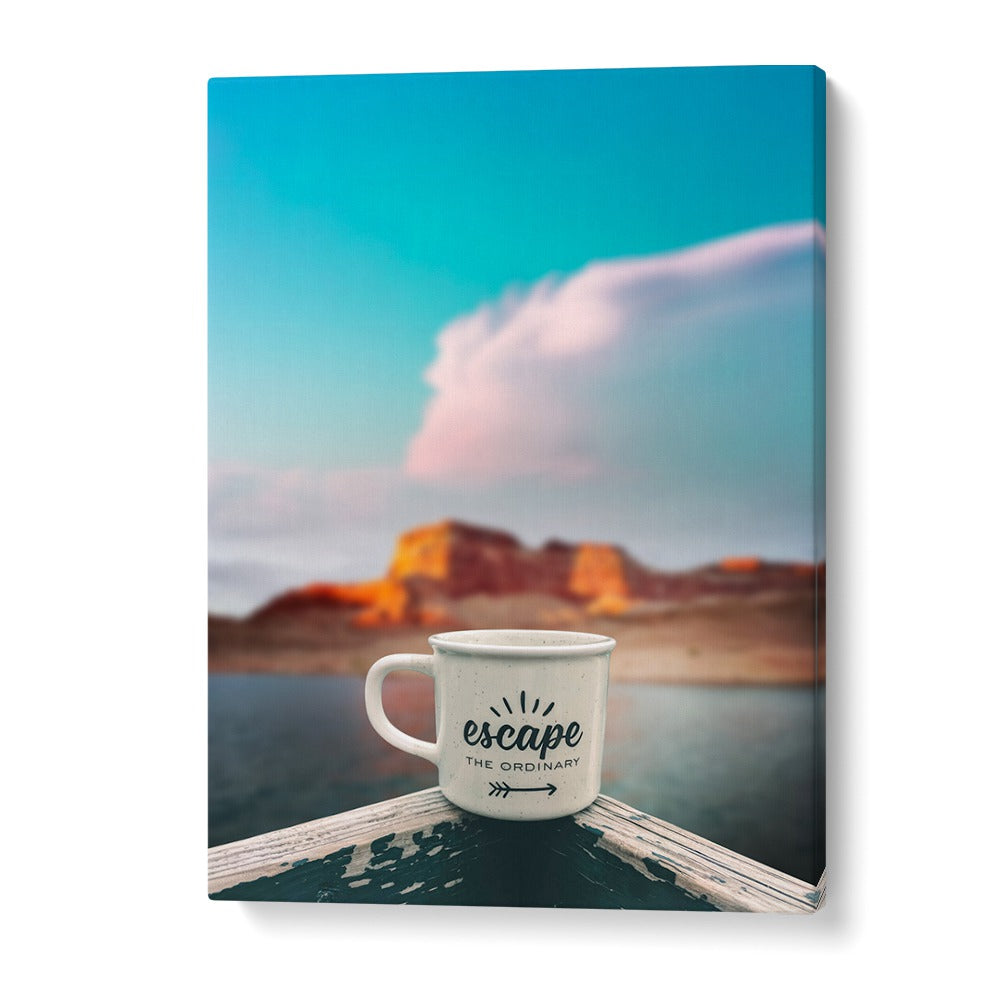 Stylish mug on a dock, embodying the essence of ESCAPE USA TRAVEL, QUOTES for adventure lovers.