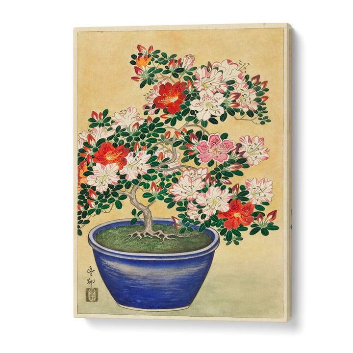 BLOOMING AZALEA IN BLUE POT (1920 - 1930)  , JAPANESE PAINTINGS , JAPANESE ART PRINTS