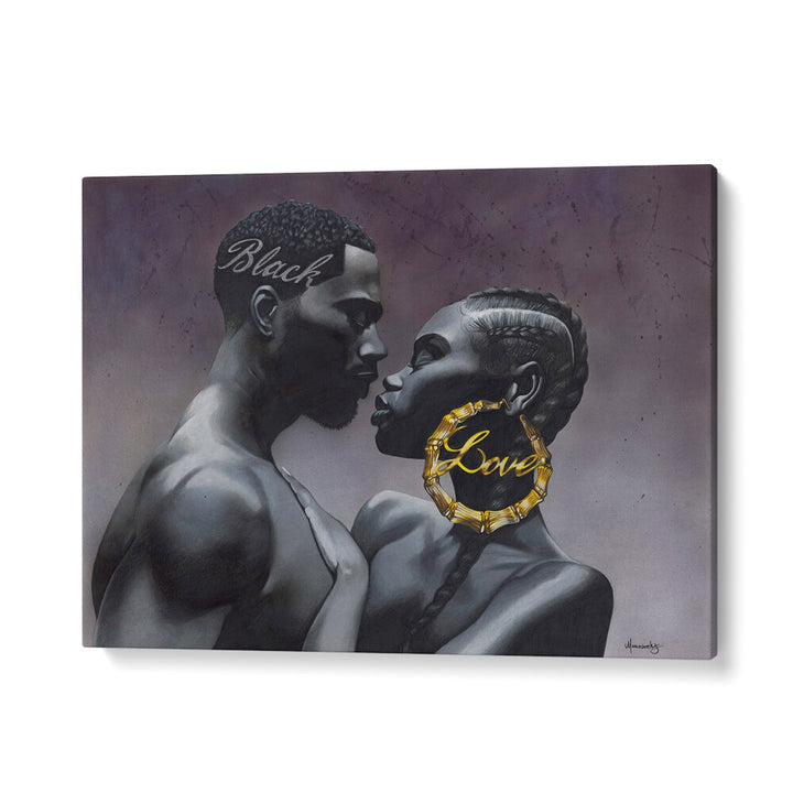 Elegant BLACKLOVE, AFRICAN ART PAINTINGS showcasing a powerful embrace, celebrating love and sophistication.
