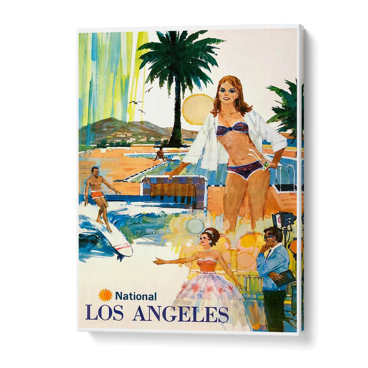 Colorful LOS ANGELES I, VINTAGE TRAVEL POSTERS showcase the vibrant culture and landscapes of LA, perfect for home decor.