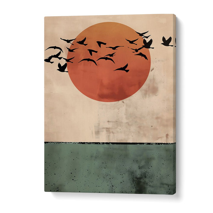 BIRDS FLYING IN THE SUNSET BY ANDREAS MAGNUSSON, LANDSCAPE ART PRINTS , LANDSCAPE PAINTINGS