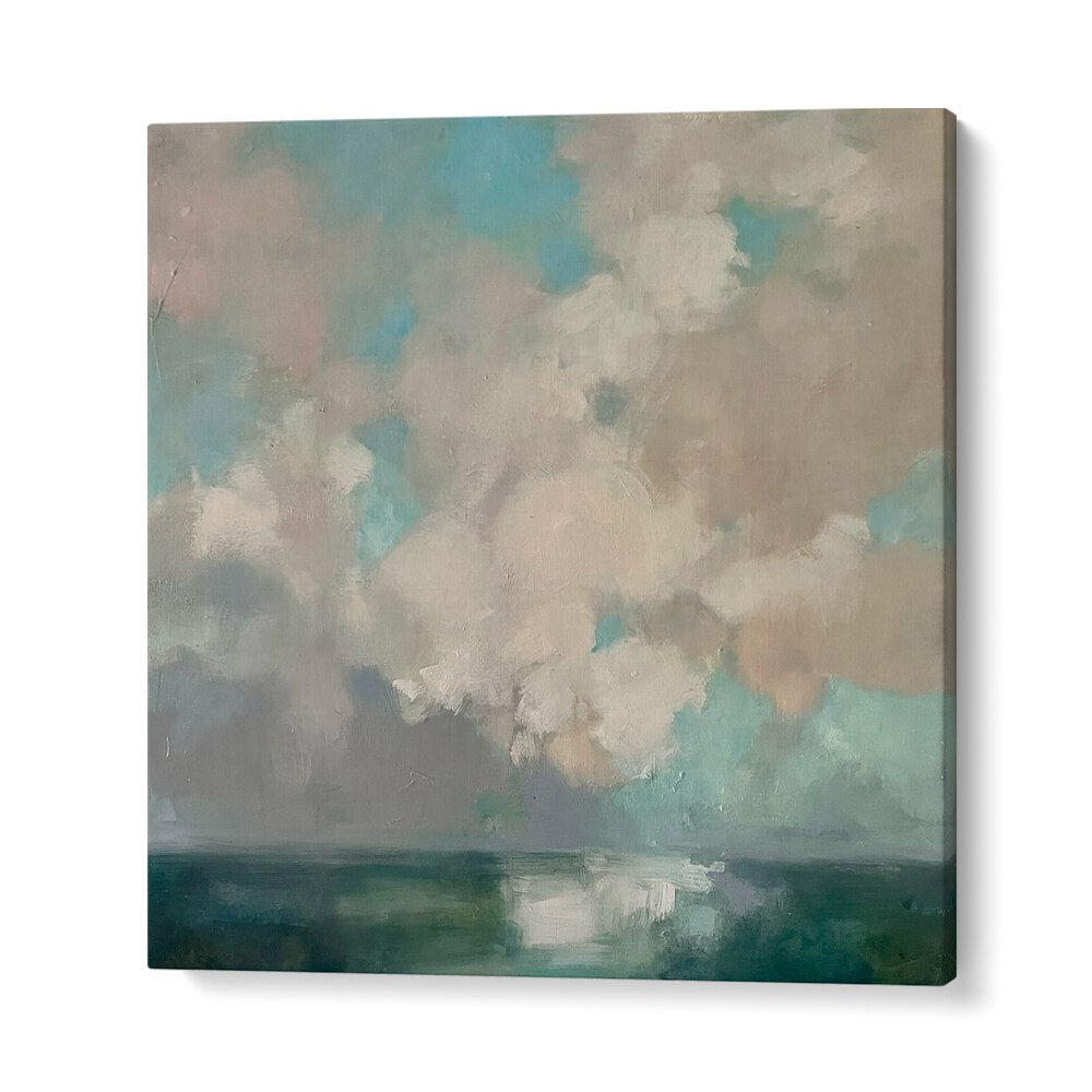 Tranquil GREEN CLOUDS, ABSTRACT PAINTINGS enhance any space with artistry and serenity, perfect for home decor.