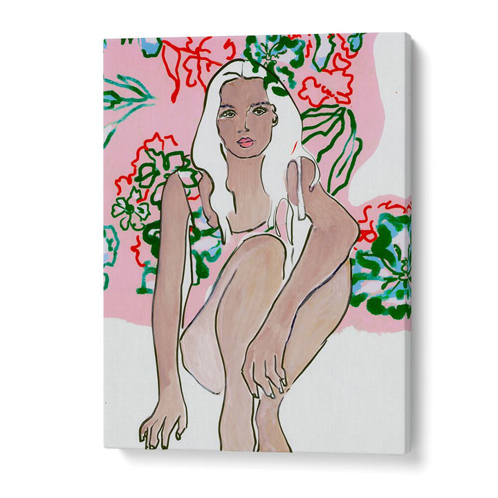 Stunning VENUSIAN SUMMER, PORTRAITS art piece featuring elegant figurative illustration and vibrant floral elements.