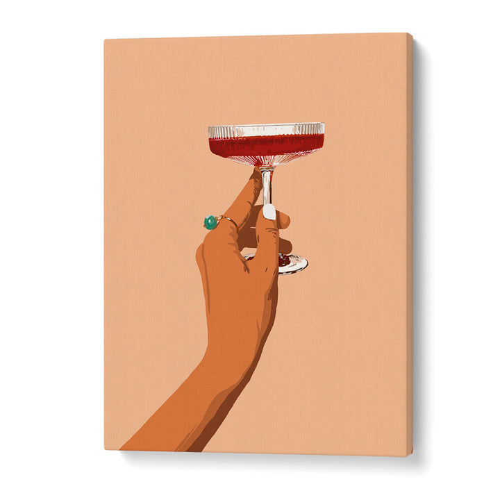 A HAND HOLDING A GLASS OF RED WINE , BAR & CAFE ART