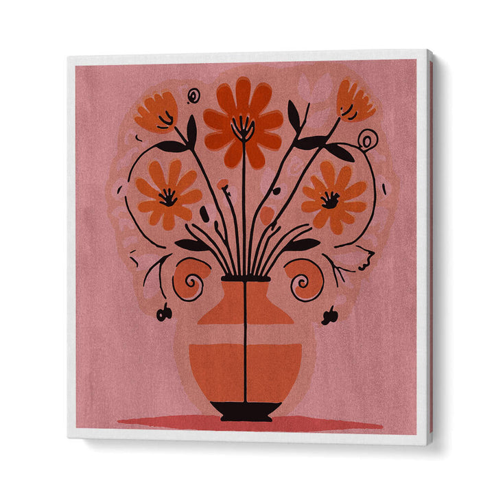 ABSTRACT FLOWERS IN A VAS , FLORAL FLOWER PAINTINGS