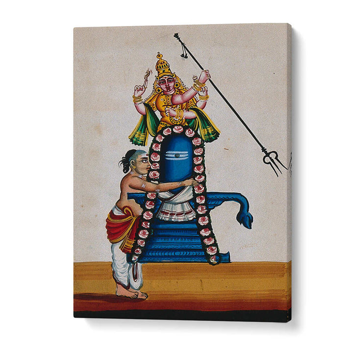 A PRIEST DECORATING THE SHIVALINGAM