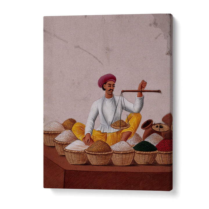 A SHOPKEEPER WEIGHING PULSES