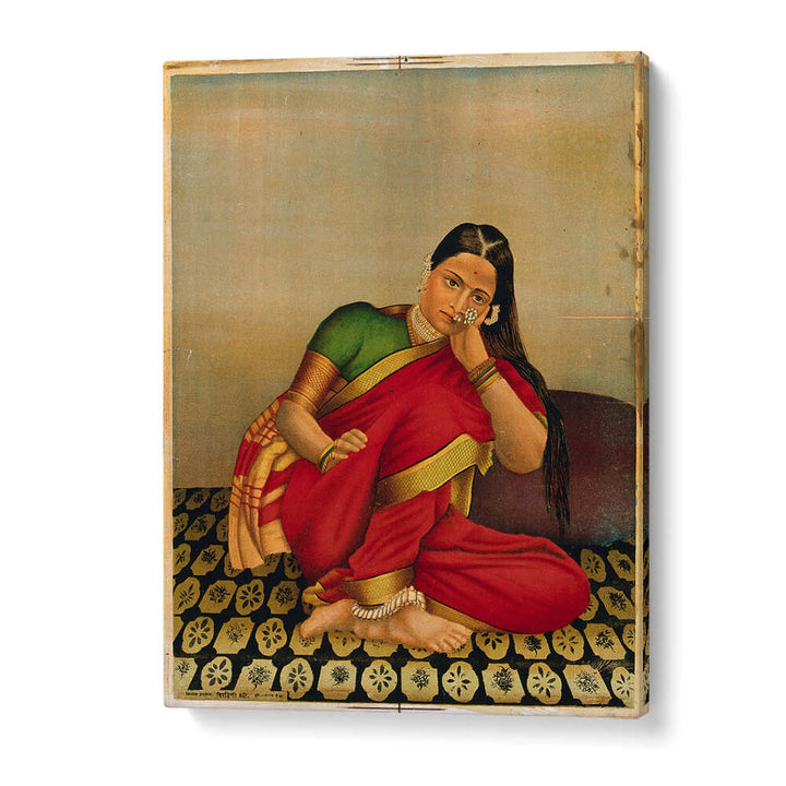 A WOMAN LEANING WISTFULLY