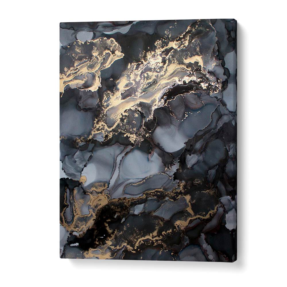 Elegant BLACK STORM, ABSTRACT PAINTINGS featuring dark hues and gold accents for a dramatic touch to any space.