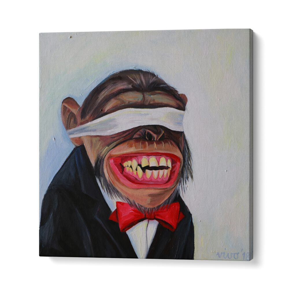 Vibrant BLINDFOLDED GRIN, COMIC POSTERS showcasing abstract art and playful design for unique wall decor.