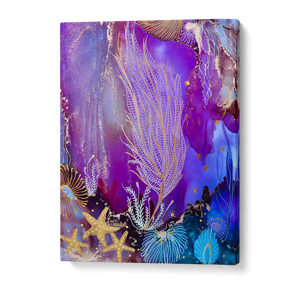 Vibrant BLUSHING REEF II, BEACH PAINTINGS showcasing marine life and colors for a serene coastal ambiance.
