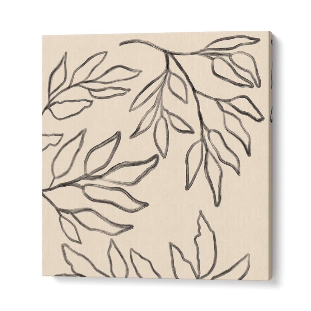 Stylish BOTANICAL ABSTRACT IV, FLORAL FLOWER PAINTINGS featuring elegant leaf designs for a serene living space.