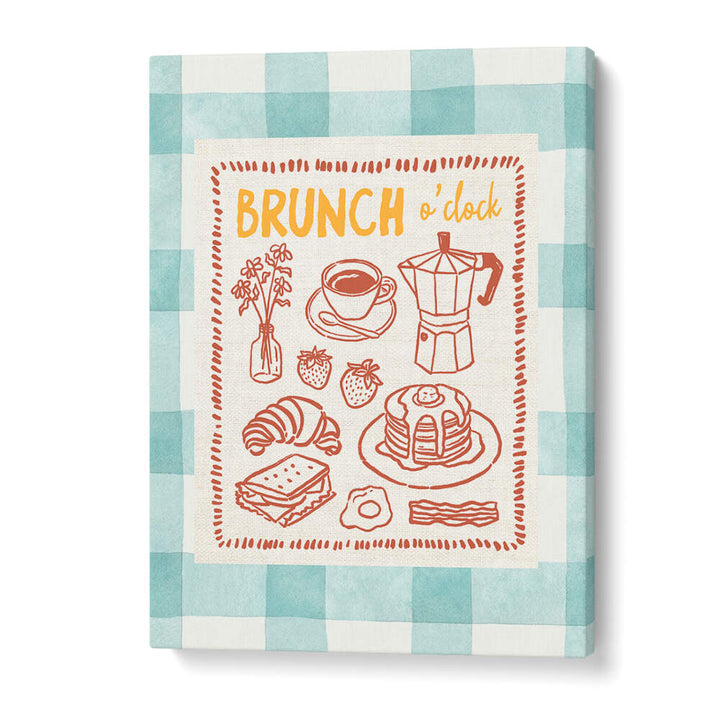 BRUNCH O CLOCK ON GREEN CHECKS , BAR & CAFE ART