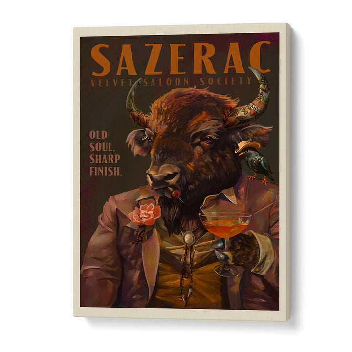 BUFFALO DRINKING SAZERAC , BAR & CAFE ART