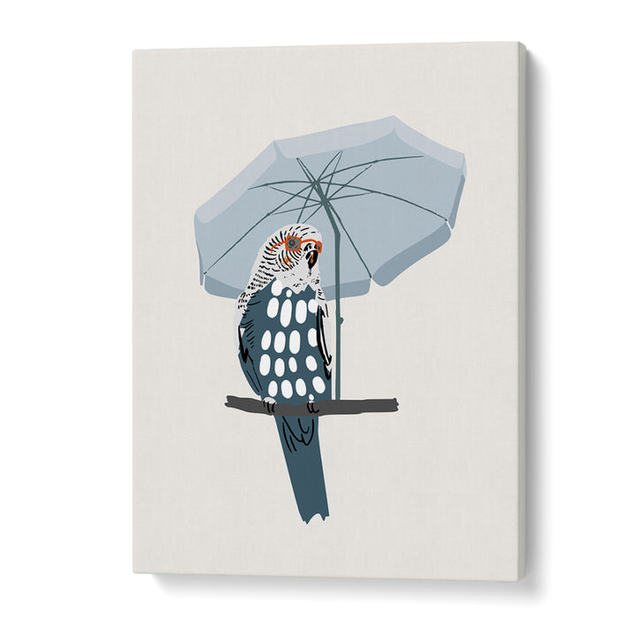 COOL BUDGIE UNDER UMBRELLA