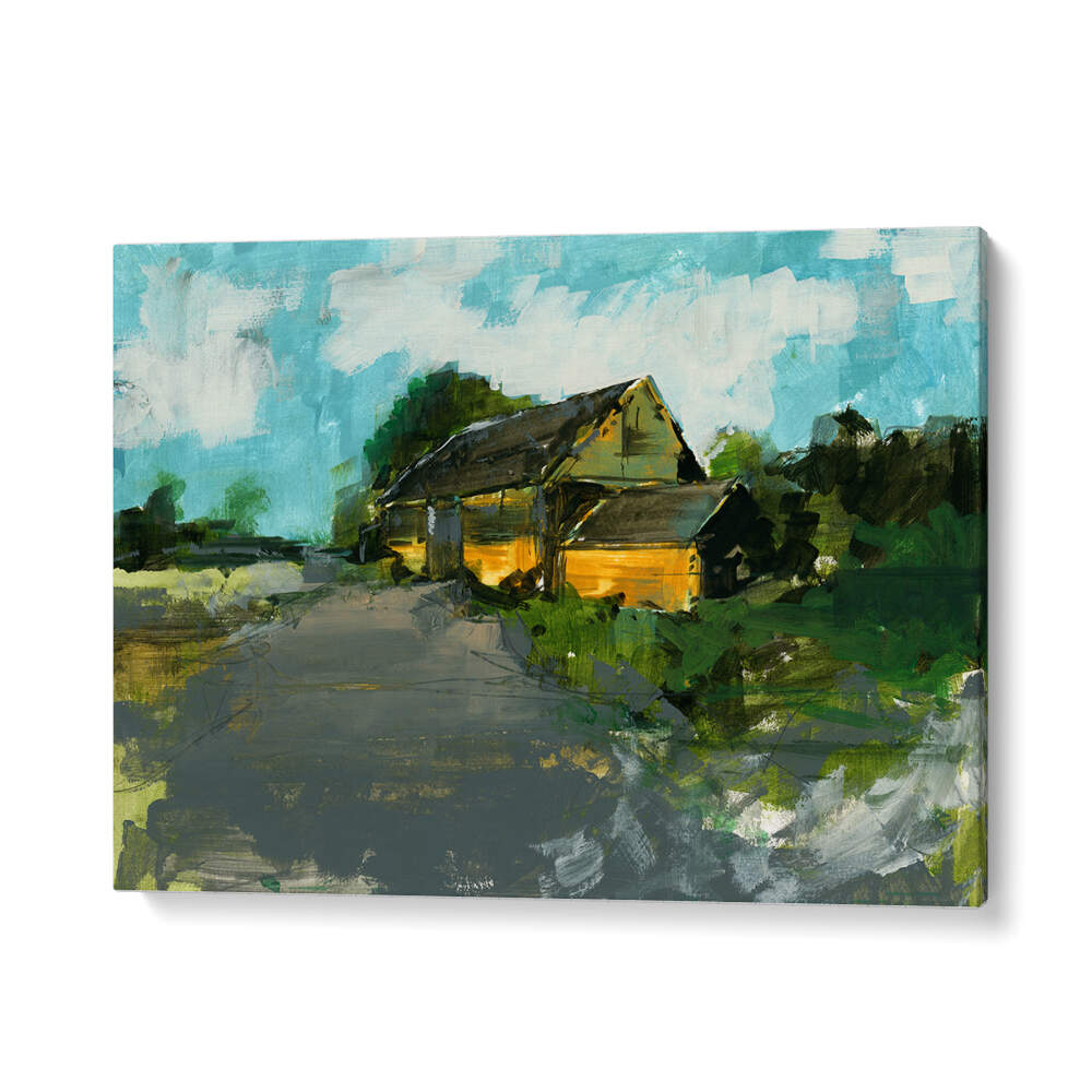 COUNTRY BARN I, LANDSCAPE PAINTINGS showcase serene countryside beauty, perfect for transforming your space into a tranquil escape.