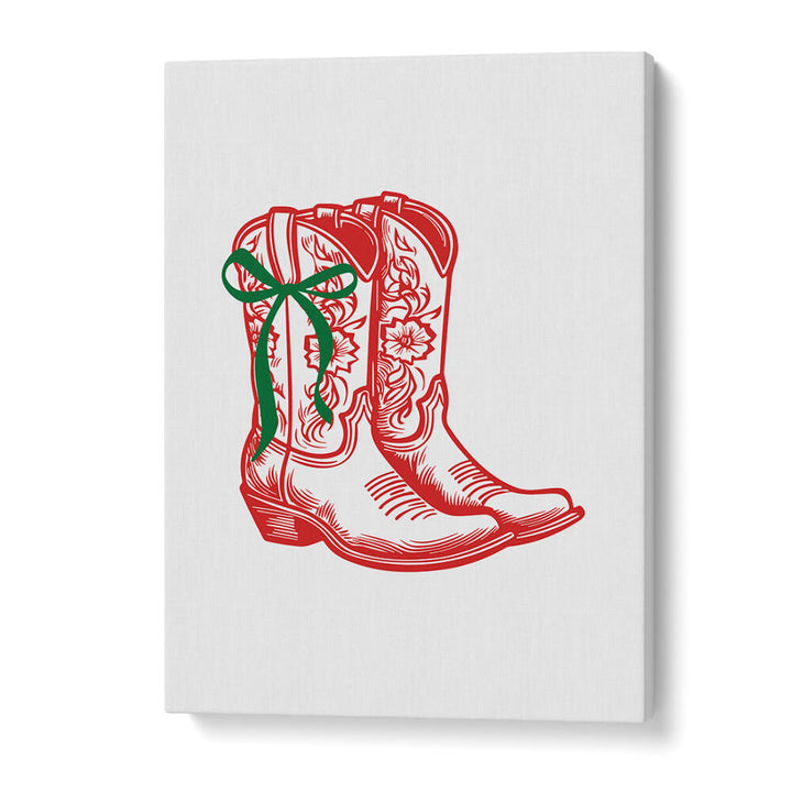 COUNTRY CHRISTMAS BOOTS - RED , COWBOY & MODERN AMERICANA PAINTINGS