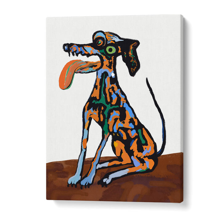CRAZY DOG PORTRAIT , ANIMAL PAINTINGS