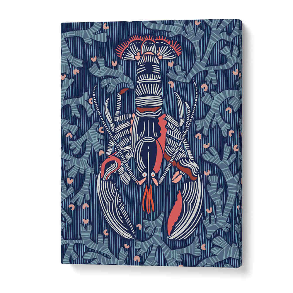Elegant CRUSTACEAN CORE NAVY Beach Paintings featuring a lobster design, perfect for coastal decor in your home.