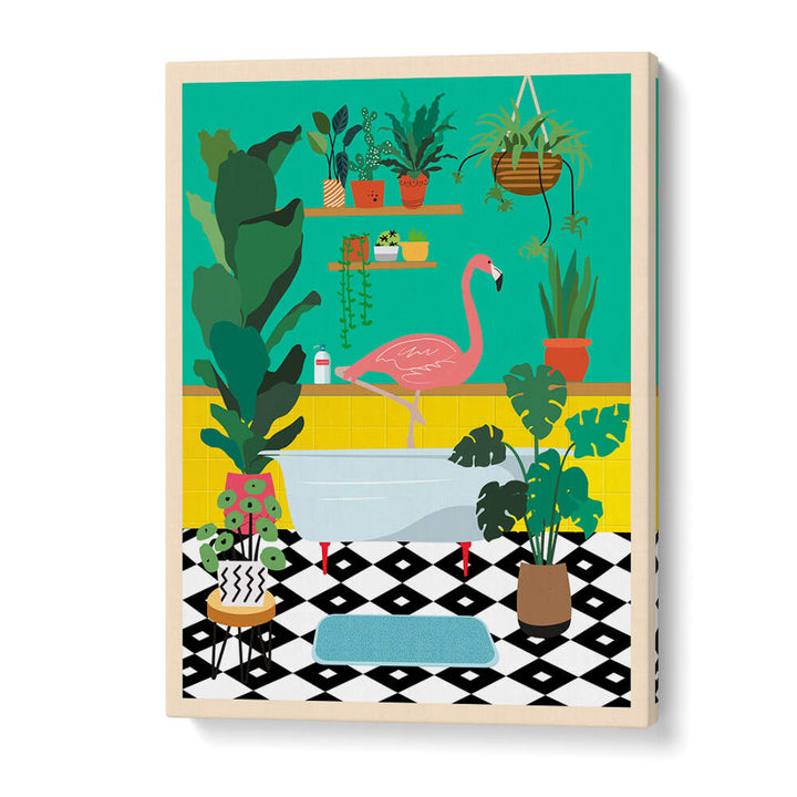 FLAMINGO BATH TIME , BATHROOM ART PRINTS