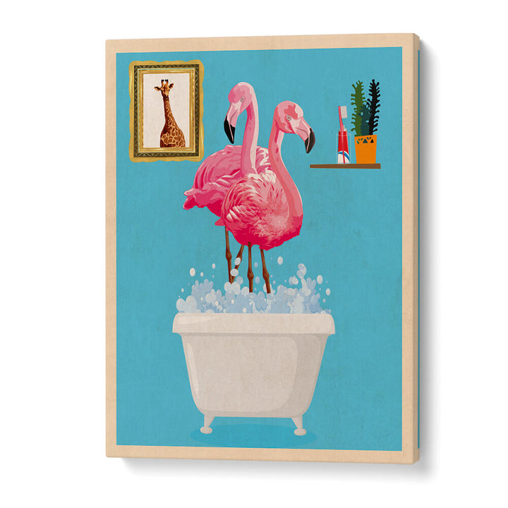 FLAMINGOS IN BATH , BATHROOM ART PRINTS