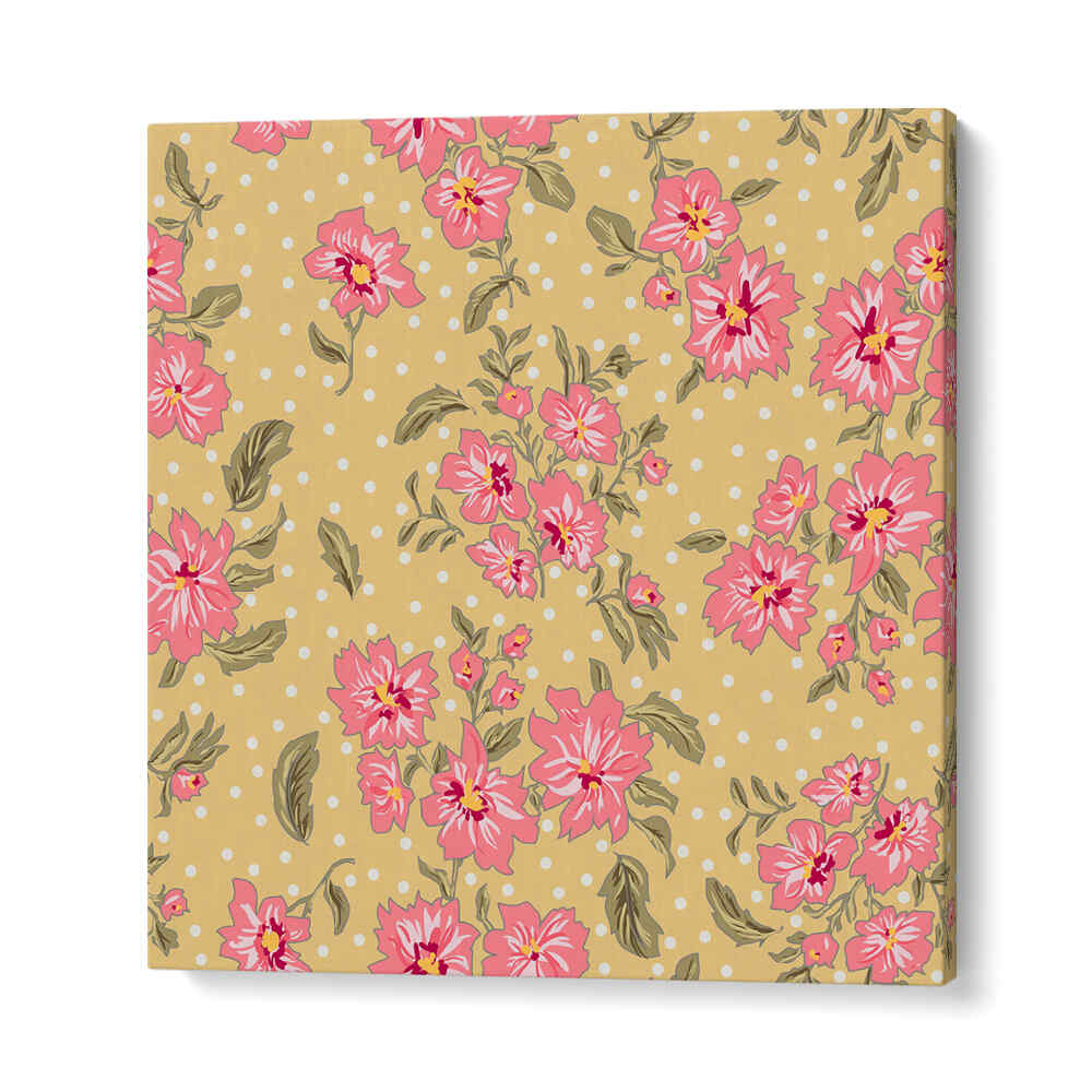 Floral Heritage Bouquet I, Pattern Art Prints features vibrant floral motifs on a cheerful yellow background.