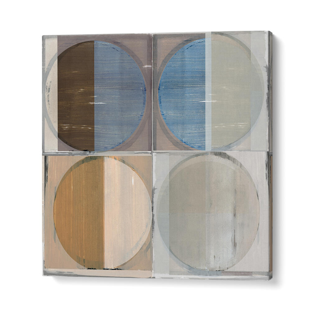 Stylish FOUR CIRCLES AND SQUARES II, GEOMETRIC ART PRINTS, perfect for modern home decor and conversation starters.