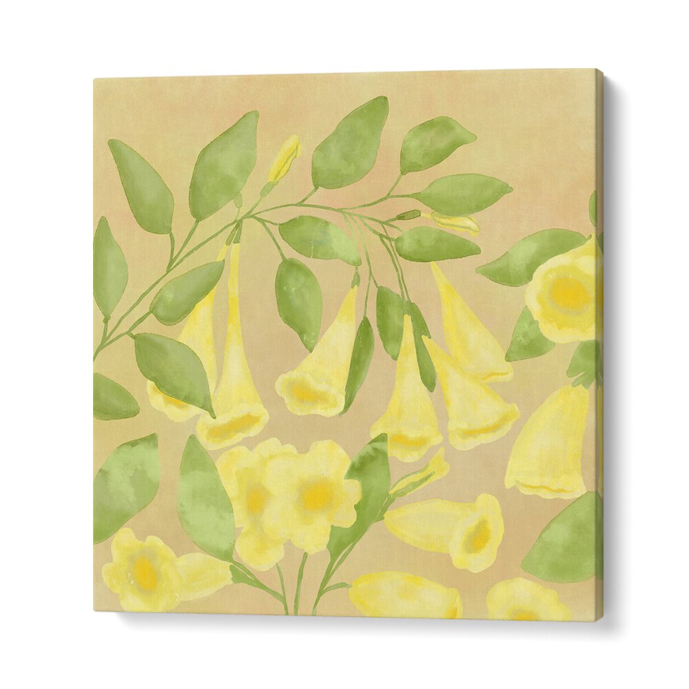 Bright yellow blooms and lush green leaves create a serene vibe in GOLDEN HARMONY, FLORAL FLOWER PAINTINGS.