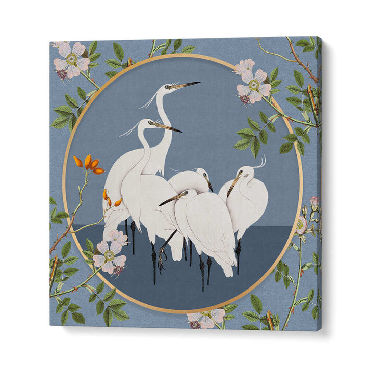 GRACEFUL EGRETS' ELEGANCE , ANIMAL PAINTINGS