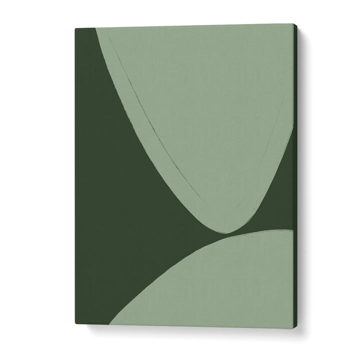 GREEN CURVED SHAPES , ABSTRACT PAINTINGS