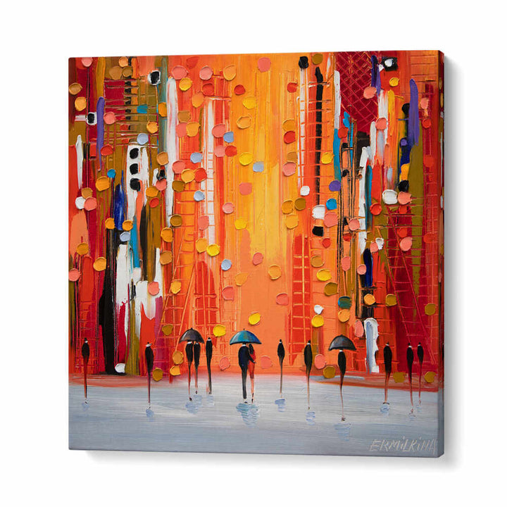 HOT RAINY SUNSET , MODERN IMPRESSIONISM PAINTINGS